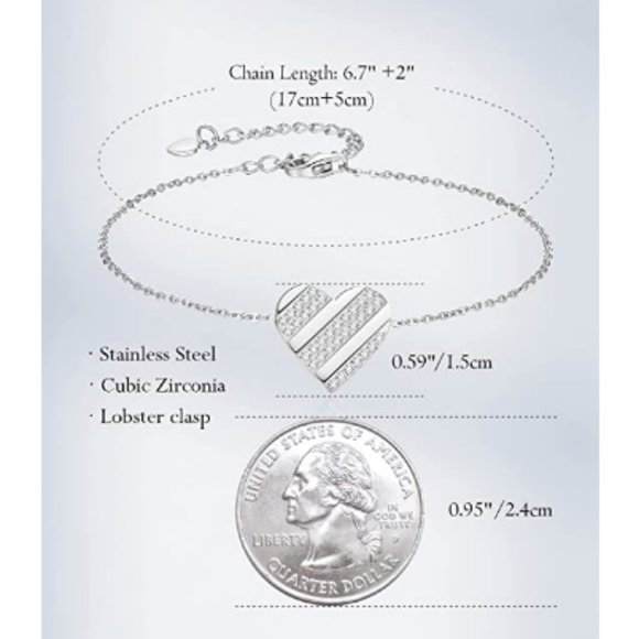 Stainless Steel Adjustable Bracelet with Cubic Zirconia - Picture 2 of 3